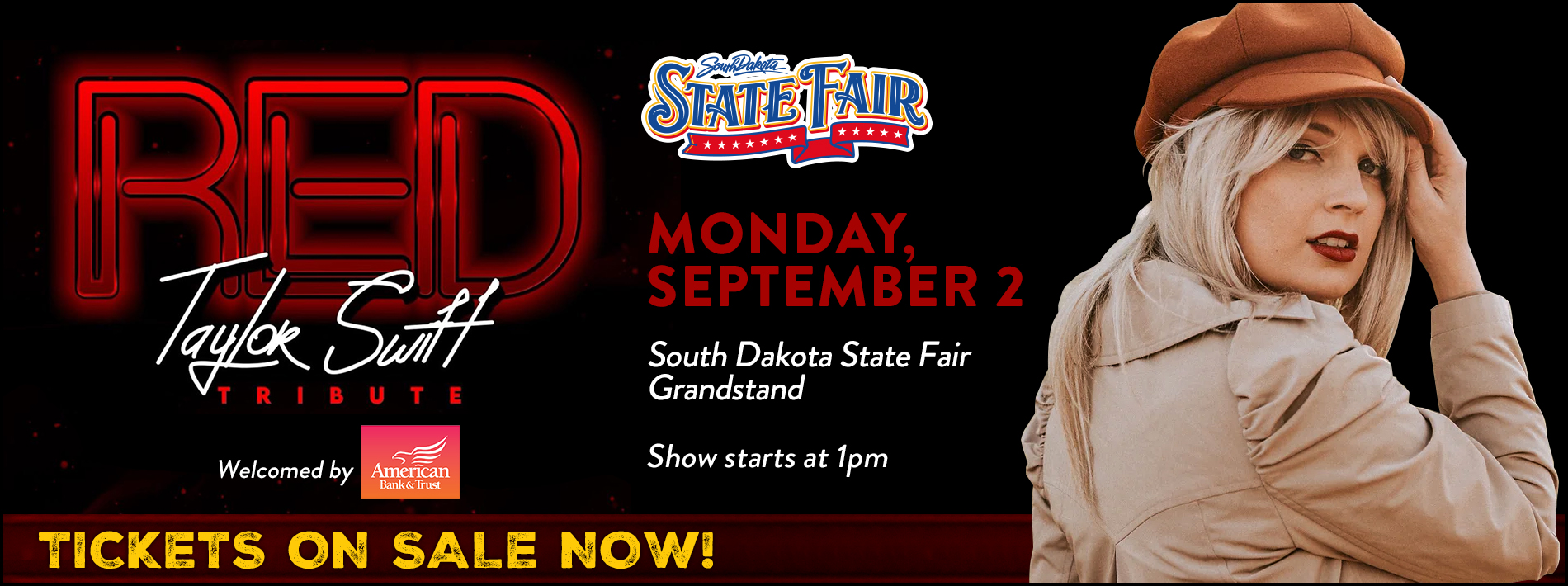 Various promotional slides regarding upcoming events happening at the South Dakota State Fair Fairgrounds.